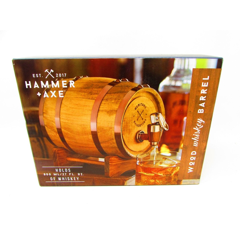 Hammer & Axe Wood Whiskey Barrel 1 L 800 ml 27 FL OZ NEW in Box